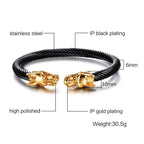 Lion Dragon Black Gold Stainless Steel Cuff Kada Bangle Bracelet Bulk