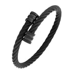Black Rope 316L Surgical Stainless Steel Kada Bangle For Men Bulk