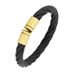 Braided Rope Black Gold Stainless Steel Cuff Kada Bangle Bracelet Bulk