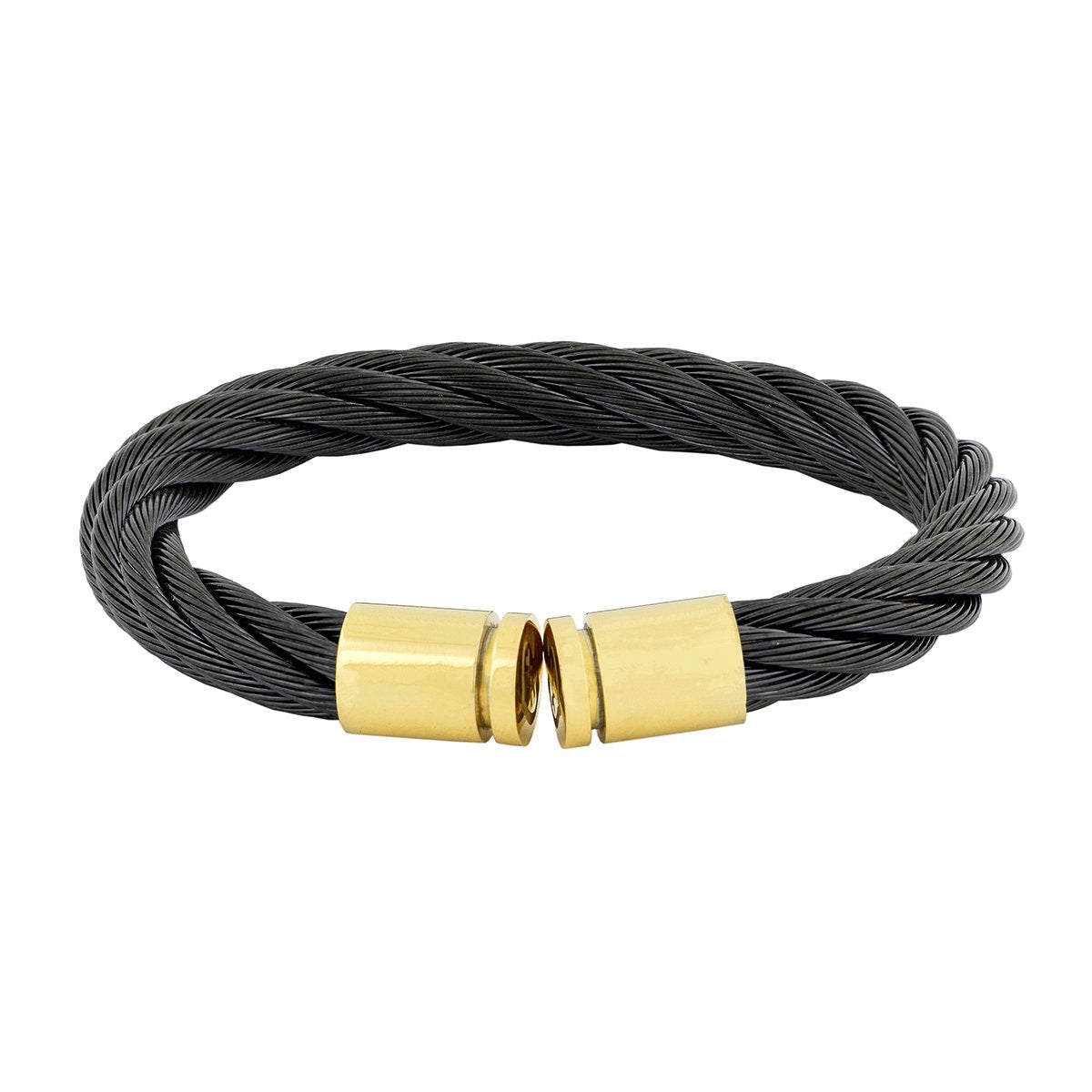 Braided Rope Black Gold Stainless Steel Cuff Kada Bangle Bracelet Bulk Secondary image
