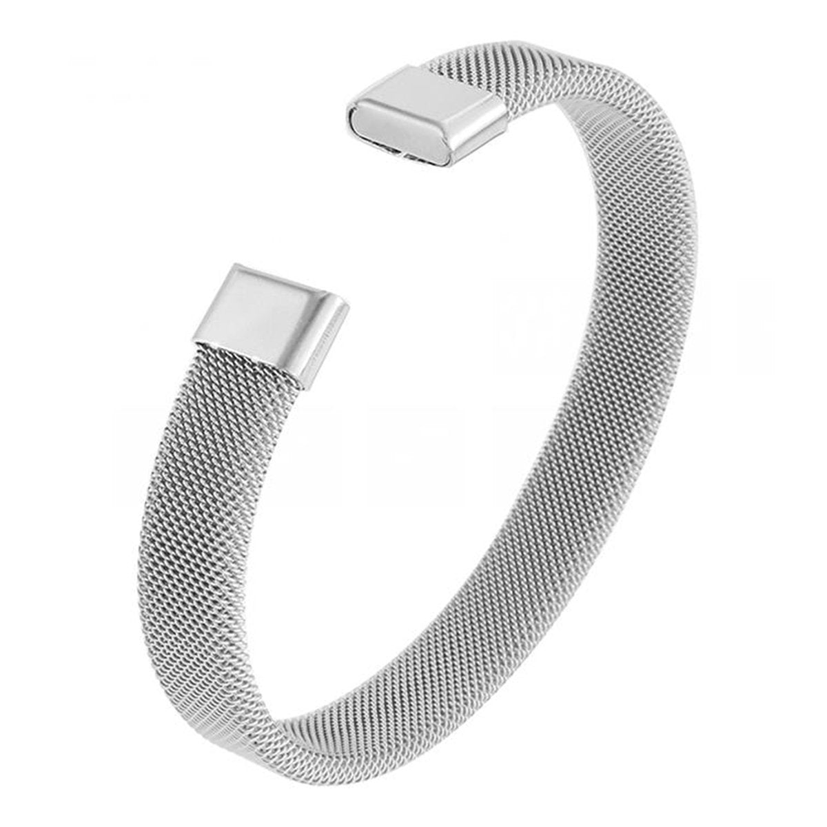 Slim Mesh Silver Stainless Steel Cuff Kada Bangle Bracelet Men Bulk