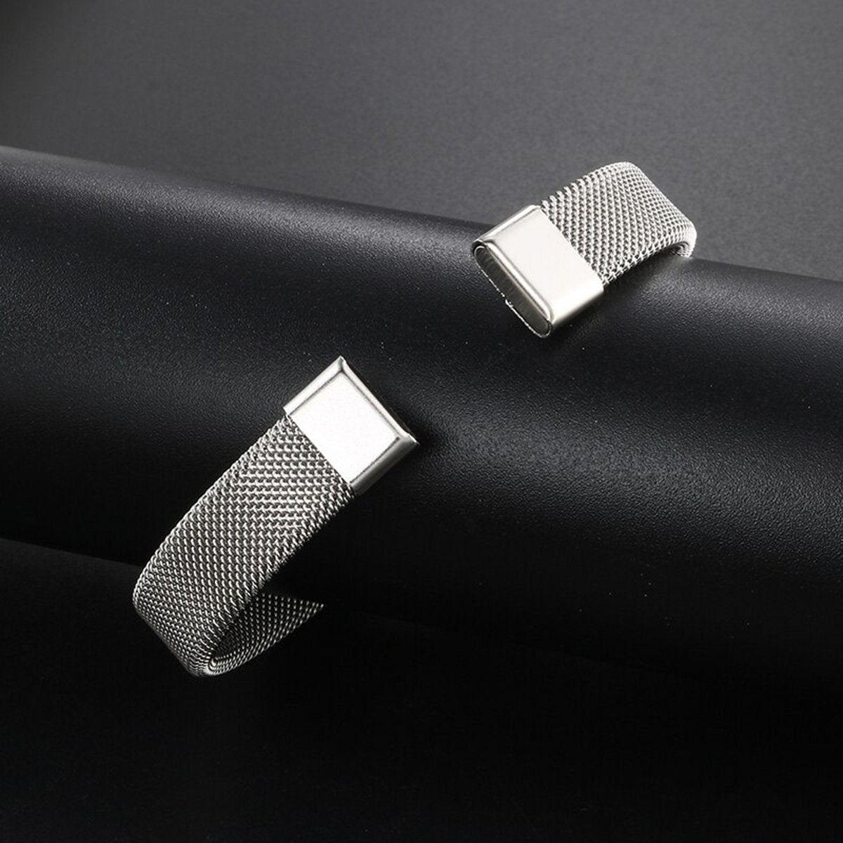 Slim Mesh Silver Stainless Steel Cuff Kada Bangle Bracelet Men Bulk