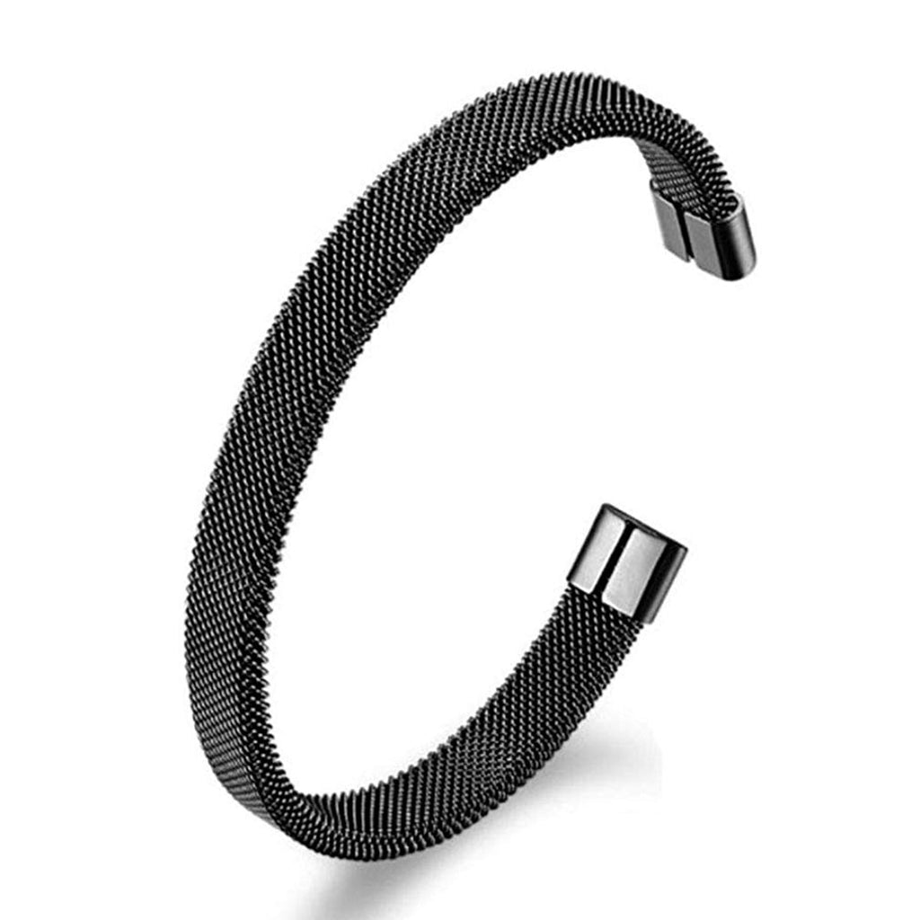 Slim Mesh Black 316L Stainless Steel Cuff Kada Bangle Bracelet Bulk