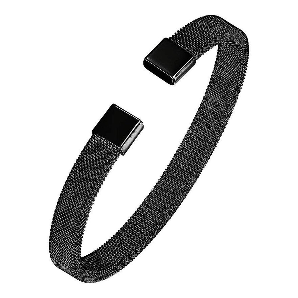 Slim Mesh Black 316L Stainless Steel Cuff Kada Bangle Bracelet Bulk
