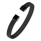 Slim Mesh Black 316L Stainless Steel Cuff Kada Bangle Bracelet Bulk