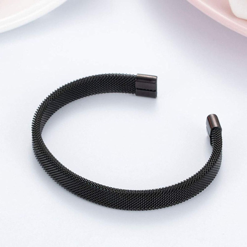 Slim Mesh Black 316L Stainless Steel Cuff Kada Bangle Bracelet Bulk