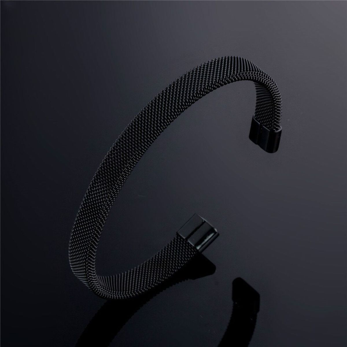 Slim Mesh Black 316L Stainless Steel Cuff Kada Bangle Bracelet Bulk