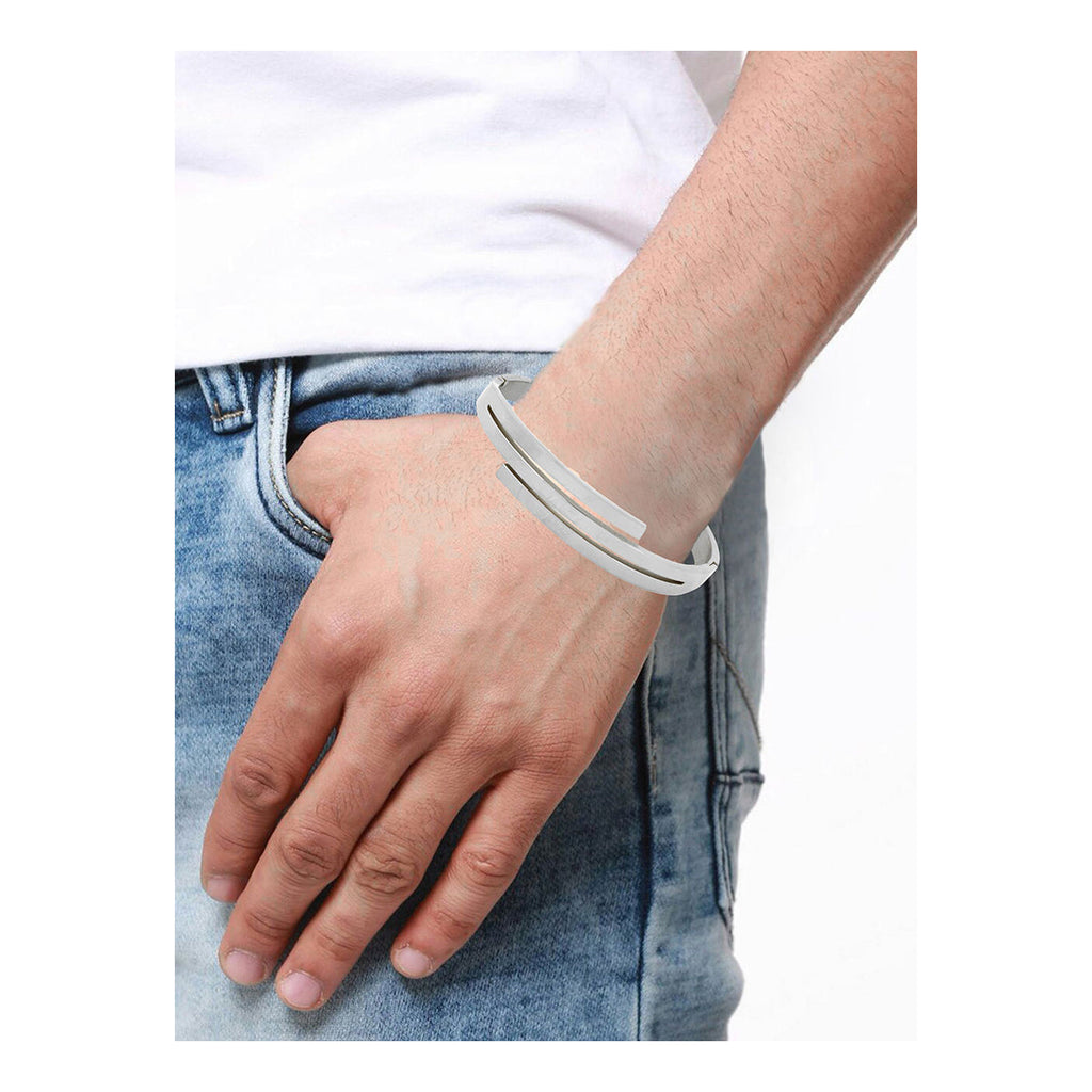 Waves Stainless Steel Silver Openable Bangle Cuff Kada Bracelet Bulk