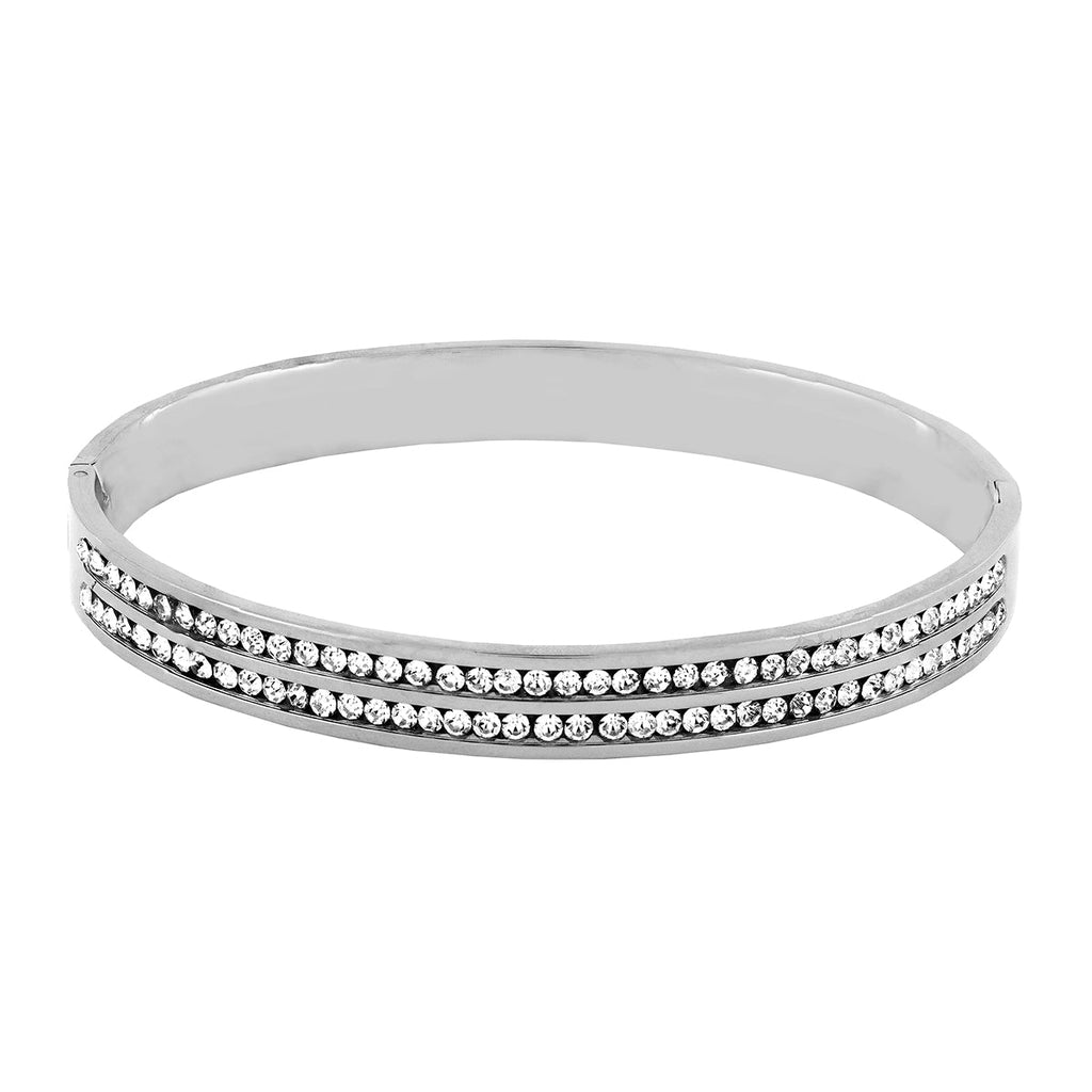 Stainless Steel Cz American Diamond Bangle Cuff Kada Bracelet Men