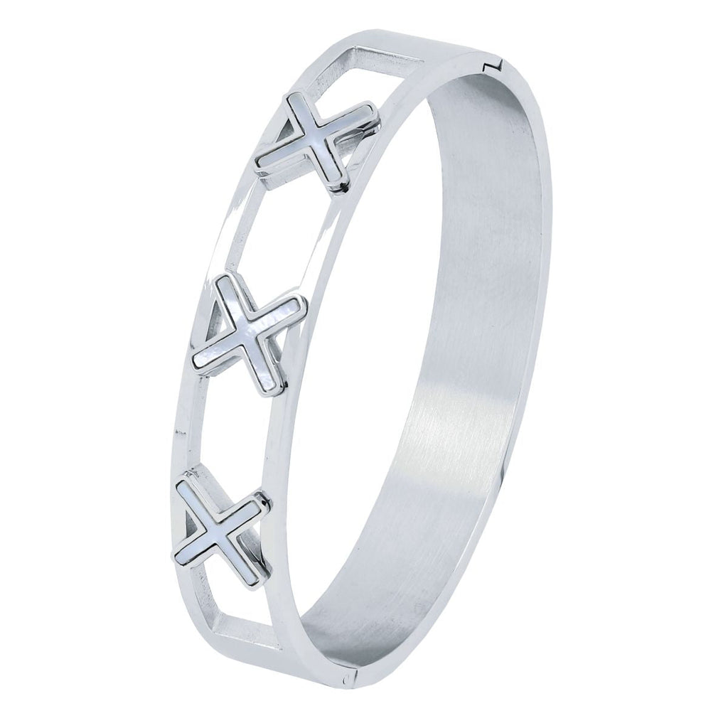 Cross Stainless Steel Openable Bangle Cuff Kada Bracelet Women Bulk