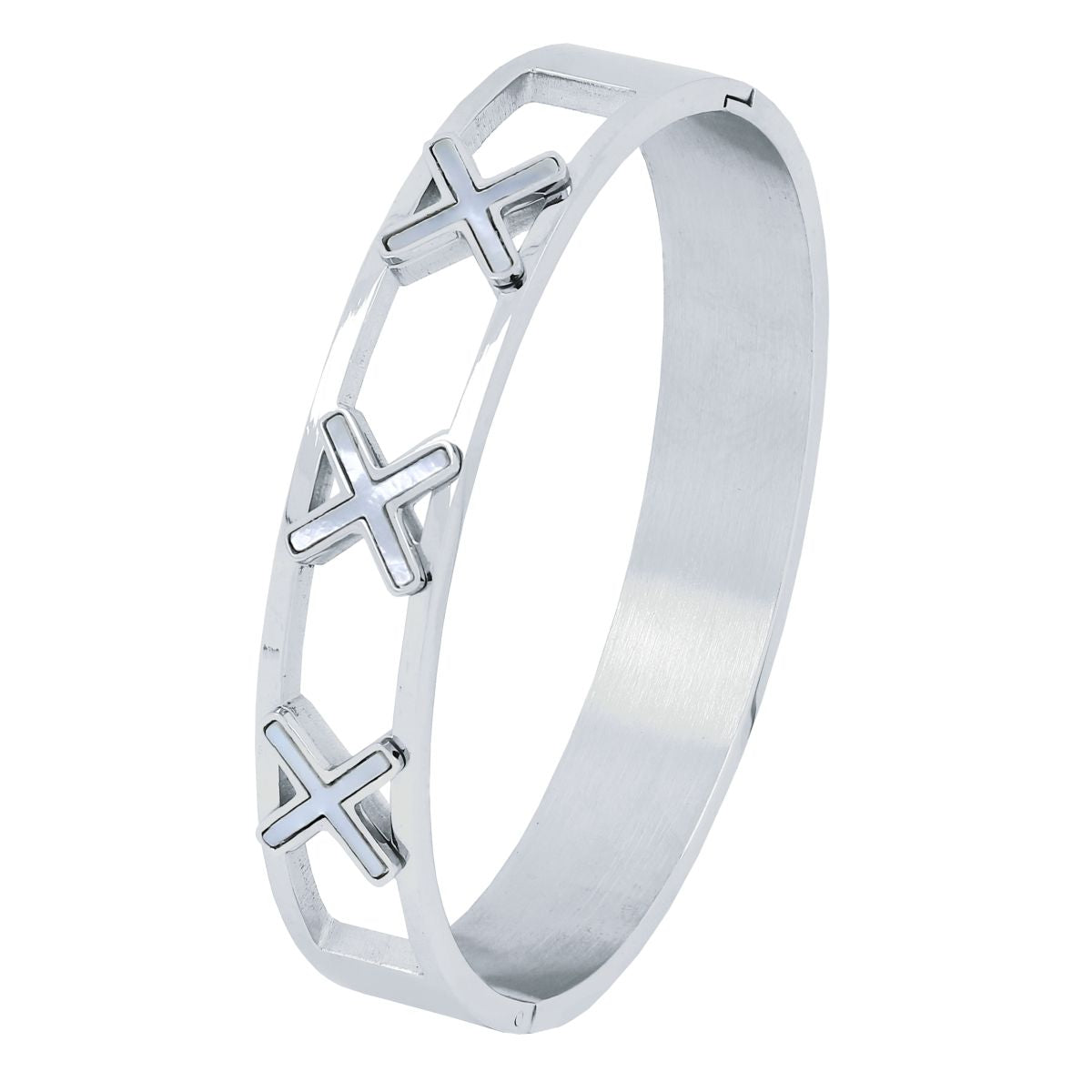 Cross Stainless Steel Openable Bangle Cuff Kada Bracelet Women Bulk