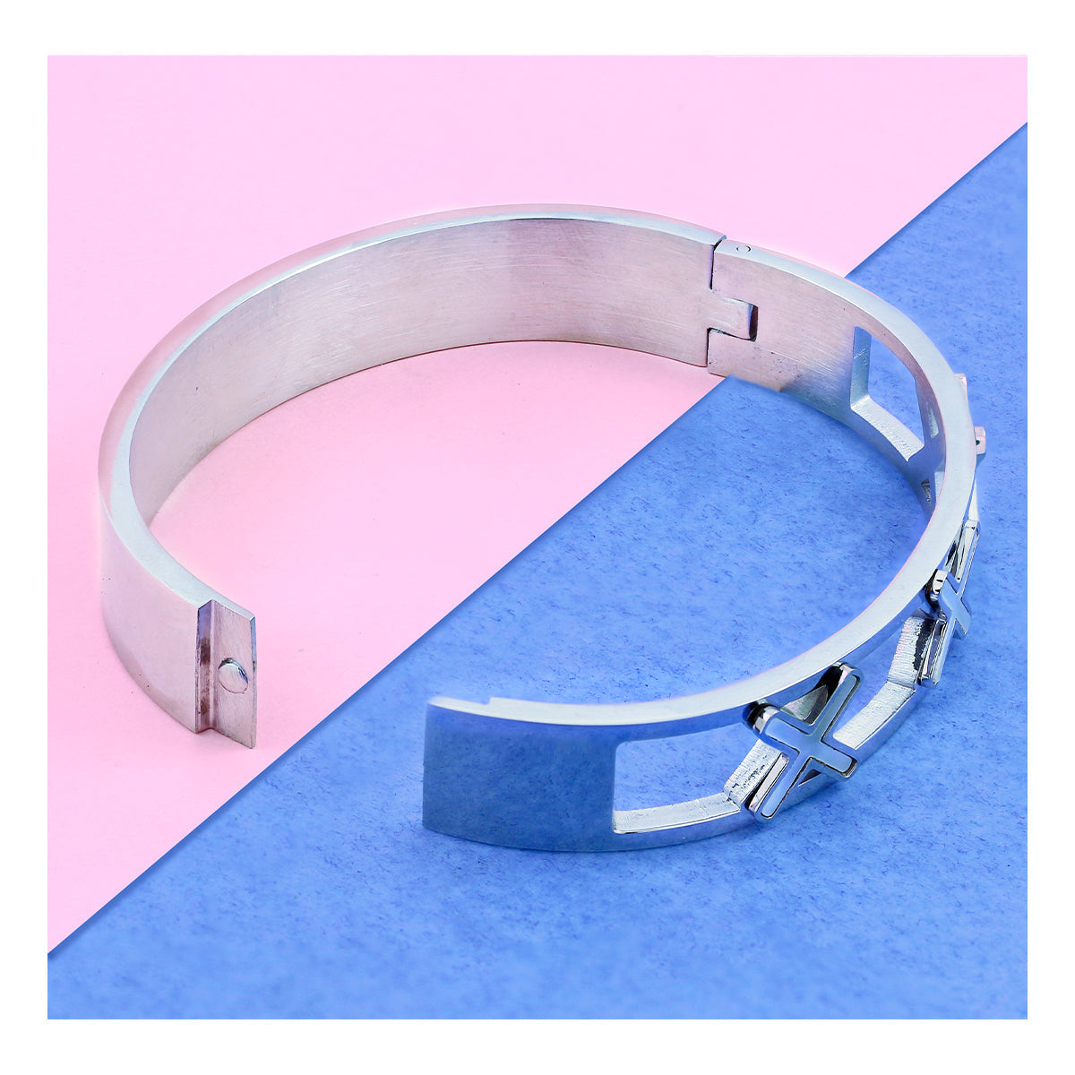 Cross Stainless Steel Openable Bangle Cuff Kada Bracelet Women Bulk