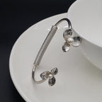Stylish Delicate Flower Brass Cuff Kada Bangle Bracelet For Women