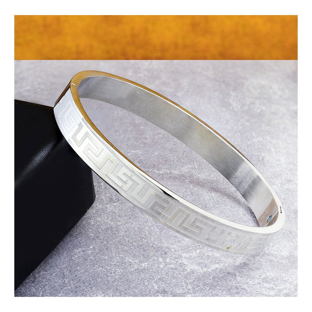 Designer Silver Stainless Steel Kada Bangle Bracelet Men Bulk