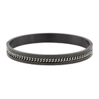 Designer Curb Silver Black Stainless Steel Kada Bangle Bracelet Bulk