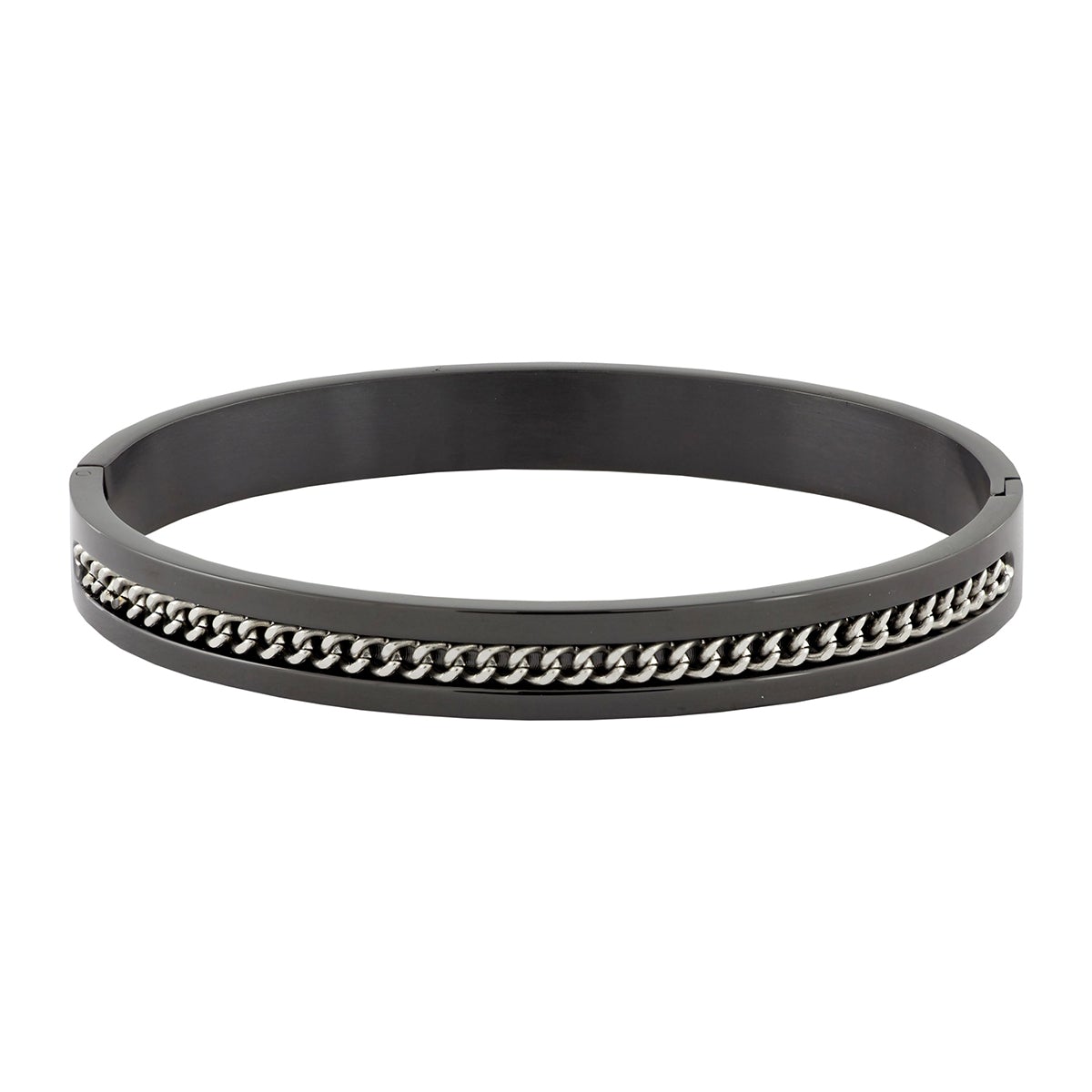 Designer Curb Silver Black Stainless Steel Kada Bangle Bracelet Bulk