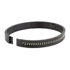 Designer Curb Silver Black Stainless Steel Kada Bangle Bracelet Bulk