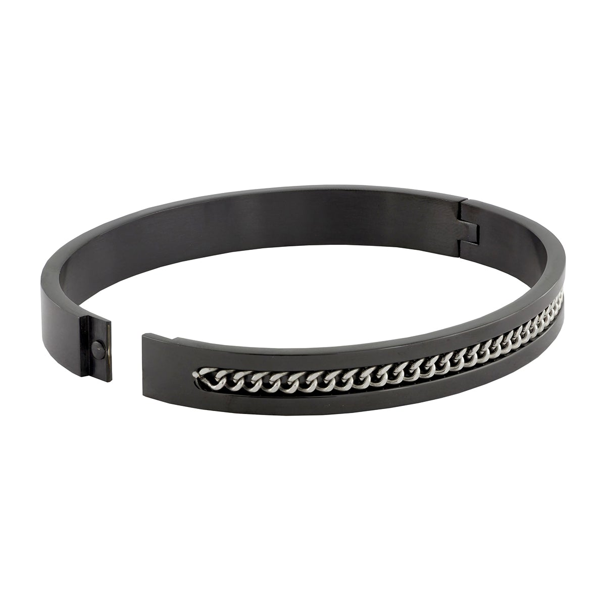 Designer Curb Silver Black Stainless Steel Kada Bangle Bracelet Bulk
