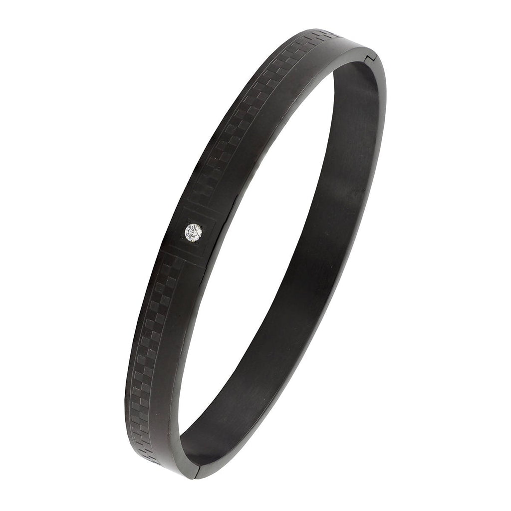 Checks CZ Black Stainless Steel Kada Bangle Bracelet Bulk