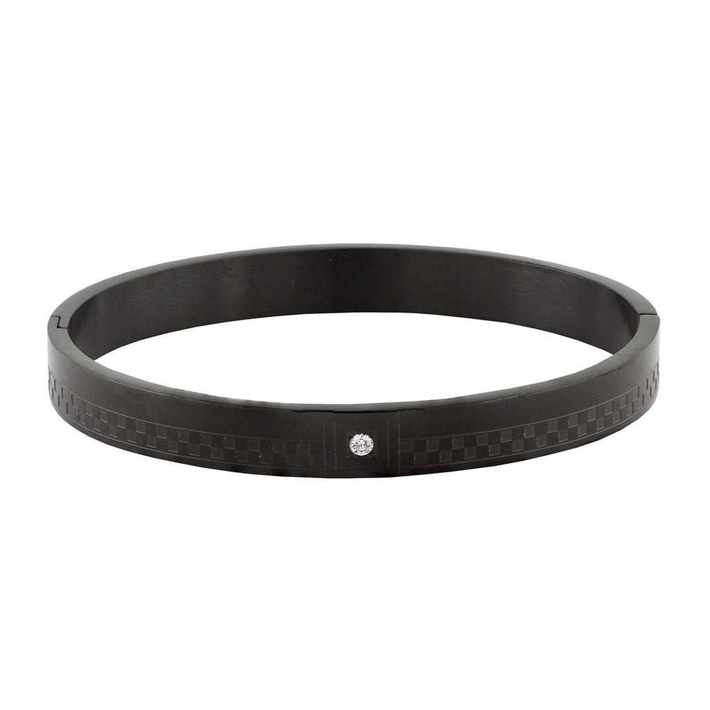 Checks CZ Black Stainless Steel Kada Bangle Bracelet Bulk