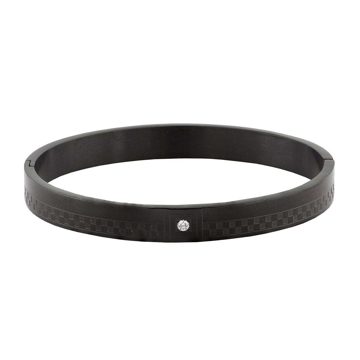 Checks CZ Black Stainless Steel Kada Bangle Bracelet Bulk