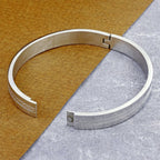 Etched Silver Stainless Steel Kada Bangle Bracelet Men Bulk