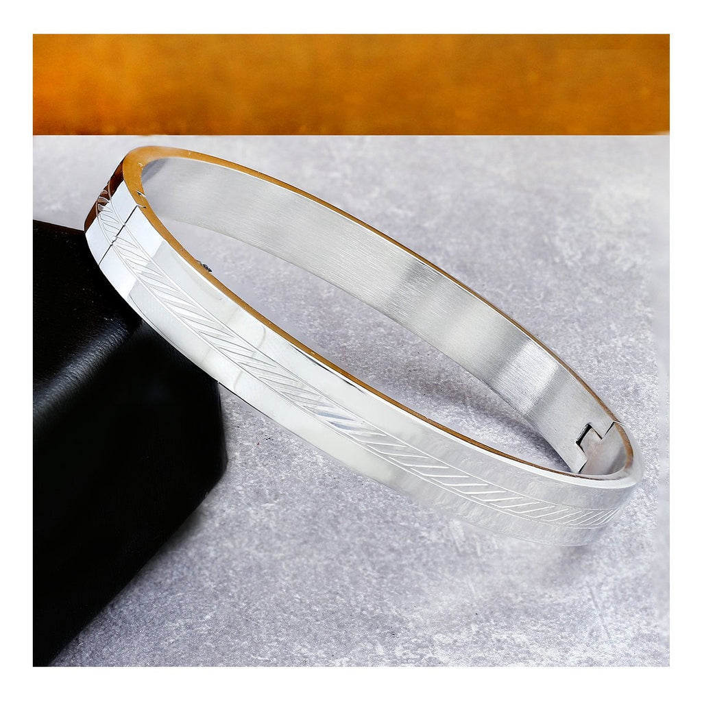 Etched Silver Stainless Steel Kada Bangle Bracelet Men Bulk
