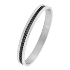 Designer Curb Black Silver Stainless Steel Kada Bangle Bracelet Bulk