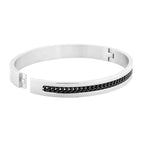 Designer Curb Black Silver Stainless Steel Kada Bangle Bracelet Bulk