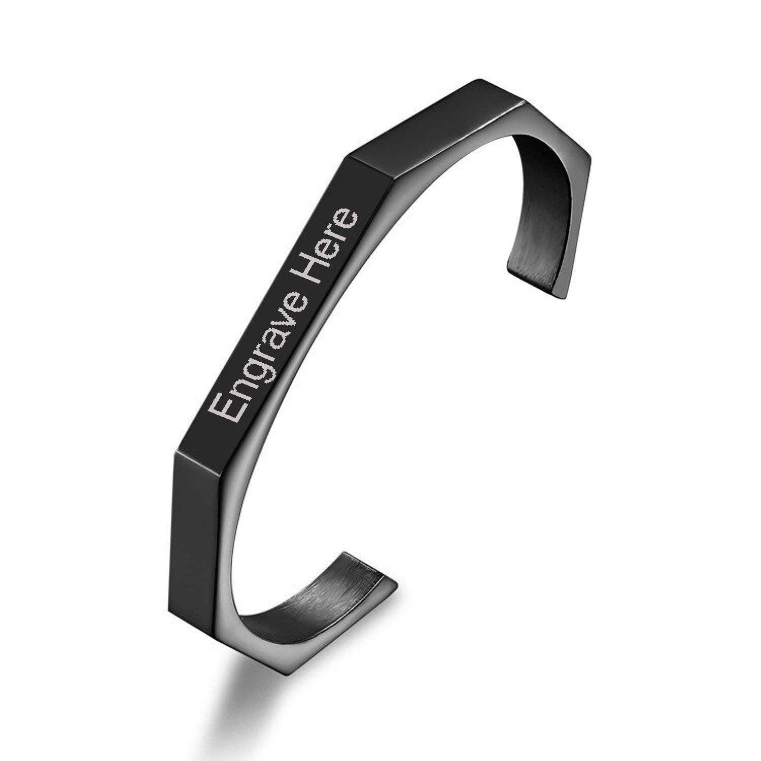 7Mm Hexagon Personalized Engrave Stainless Steel Cuff Kada Bangle Bulk