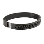 Designer Curb Silver Black Stainless Steel Kada Bangle Bracelet Bulk