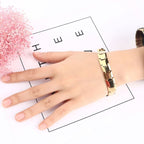 Stylish Glossy 18K Gold 316L Stainless Steel Bracelet For Men Bulk