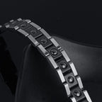 Black Ceramic Silver 316L Stainless Steel Magnetic Bracelet Men Bulk