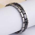 Black Ceramic Silver 316L Stainless Steel Magnetic Bracelet Men Bulk