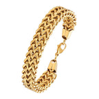 Stylish Wheat Glossy 18K Gold 316L Stainless Steel Bracelet Men Bulk