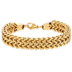 Stylish Wheat Glossy 18K Gold 316L Stainless Steel Bracelet Men Bulk
