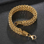 Stylish Wheat Glossy 18K Gold 316L Stainless Steel Bracelet Men Bulk