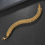 Stylish Wheat Glossy 18K Gold 316L Stainless Steel Bracelet Men Bulk