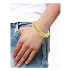 Stylish Wheat Glossy 18K Gold 316L Stainless Steel Bracelet Men Bulk