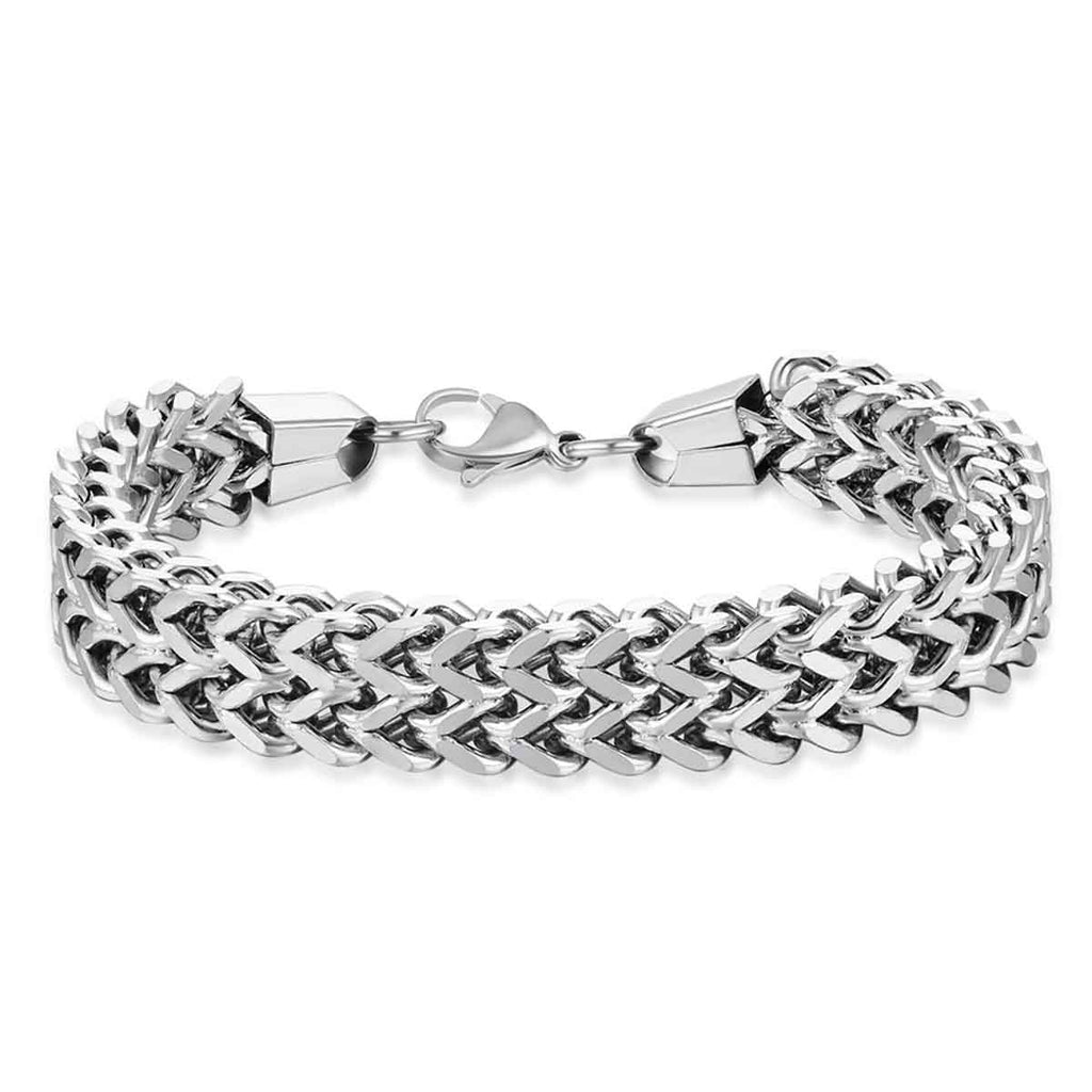 Stylish Wheat Glossy Silver 316L Stainless Steel Bracelet For Men