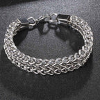 Stylish Wheat Glossy Silver 316L Stainless Steel Bracelet For Men