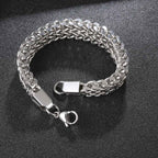 Stylish Wheat Glossy Silver 316L Stainless Steel Bracelet For Men
