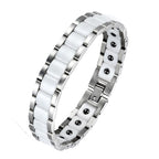 White Ceramic Silver 316L Stainless Steel Magnetic Bracelet Men Bulk