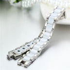 White Ceramic Silver 316L Stainless Steel Magnetic Bracelet Men Bulk