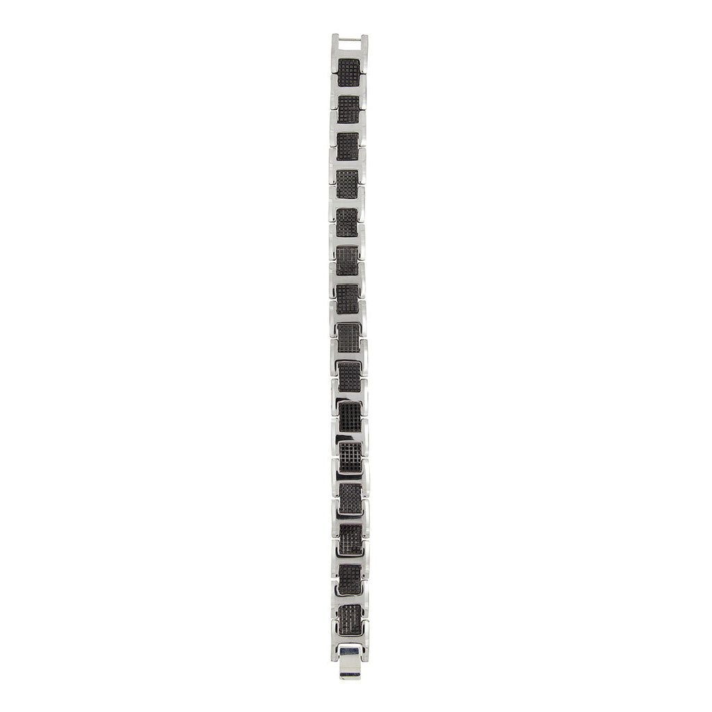 Black Ceramic Silver 316L Stainless Steel Magnetic Bracelet Men Bulk