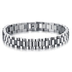Watch Style Glossy Silver 316L Stainless Steel Bracelet For Men Bulk