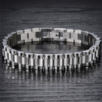 Watch Style Glossy Silver 316L Stainless Steel Bracelet For Men Bulk
