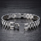 Watch Style Glossy Silver 316L Stainless Steel Bracelet For Men Bulk
