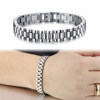 Watch Style Glossy Silver 316L Stainless Steel Bracelet For Men Bulk