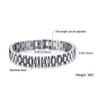 Watch Style Glossy Silver 316L Stainless Steel Bracelet For Men Bulk